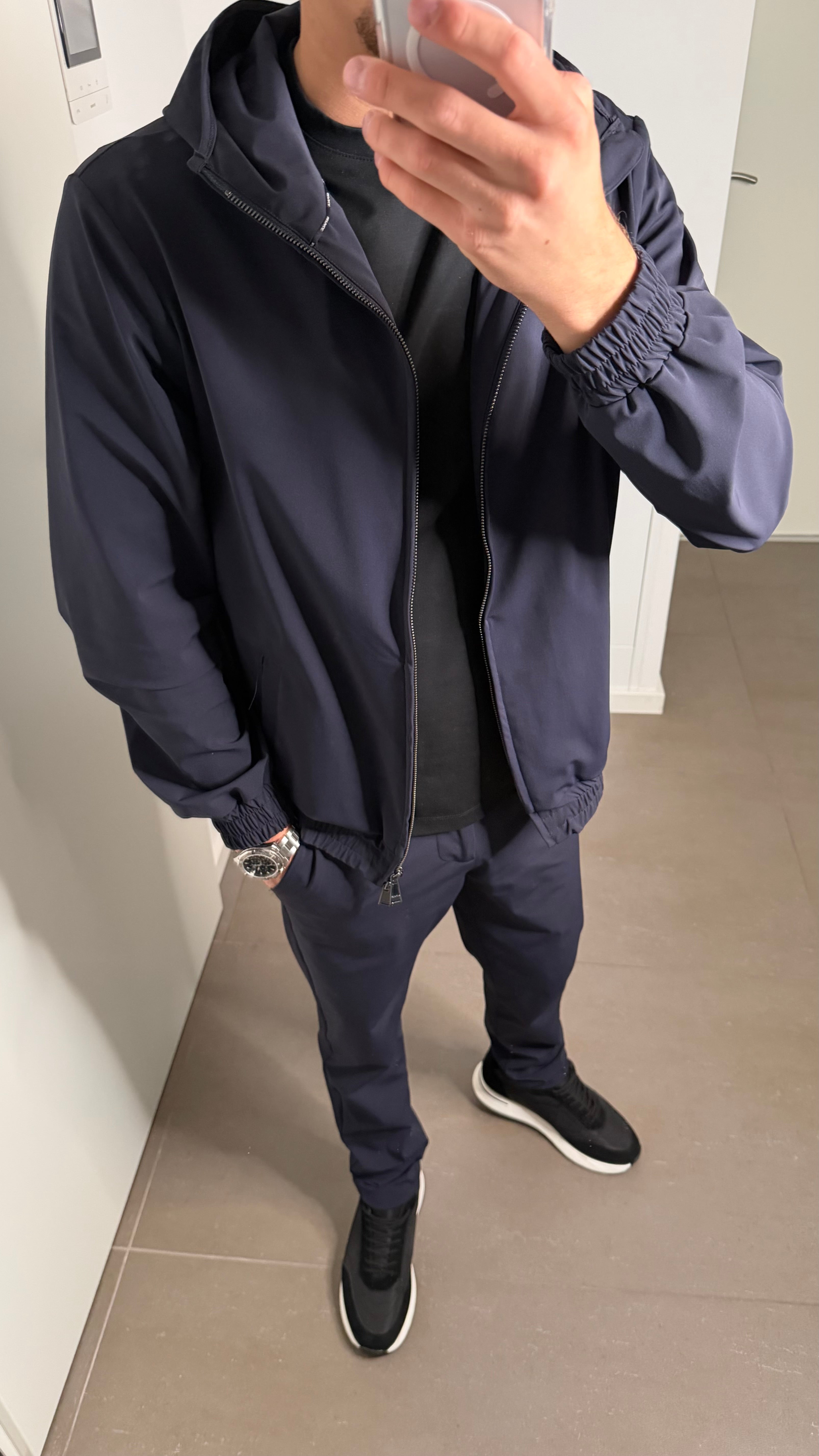 Travel Jacket Hooded Navy Blue