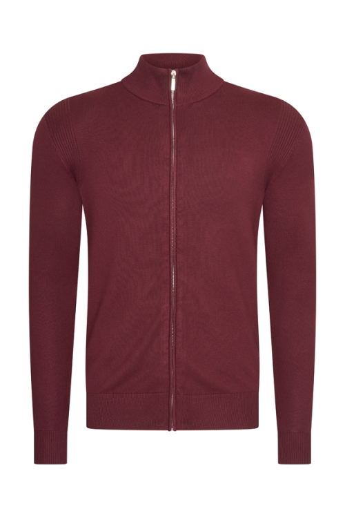 Full-Zip Cardigan Burgundy